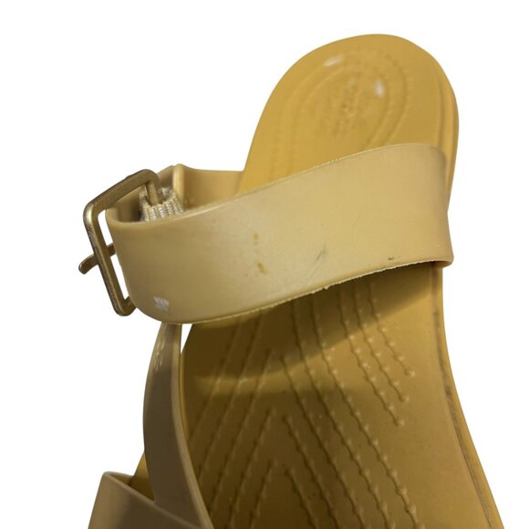 Crocs Tulum Toe Post Sandals Sz 7 Beige Buckle Iconic Comfort Thong Slides Women - Picture 9 of 11